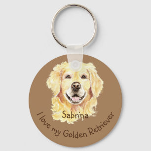 Ik hou van mijn Gulden Retriever Douane Naam Dog Sleutelhanger