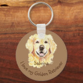 Ik hou van mijn Gulden Retriever Douane Naam Dog Sleutelhanger (Voorkant)