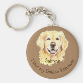 Ik hou van mijn Gulden Retriever Douane Naam Dog Sleutelhanger