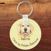 Ik hou van mijn Gulden Retriever Douane Naam Dog Sleutelhanger (Voorkant)