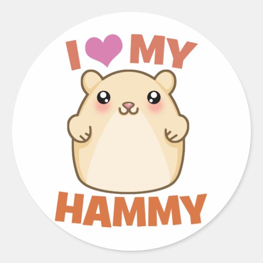 Ik hou van mijn Hammy Ronde Sticker (Voorkant)