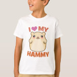Ik hou van mijn Hammy T-shirt<br><div class="desc">Hamsters Lovers - Ik hou van mijn hamm - Kute manga of anime stijl illustratie van een hamster. Het ontwerp luidt: "Ik hoor mijn hamm". Ideaal voor hamstereigenaars,  fokkers en liefhebbers. Kan gepersonaliseerd zijn.</div>