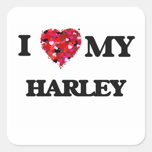 Ik hou van mijn Harley Vierkante Sticker (Voorkant)