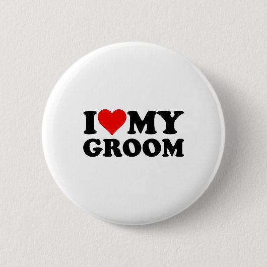 Ik hou van mijn hart bruidegom man verloofde ronde button 5,7 cm (Voorkant)