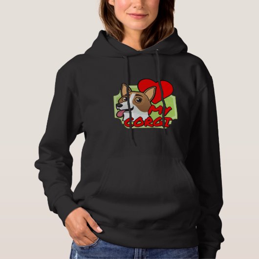 Ik hou van mijn hart Corgi Hoodie (Voorkant)