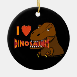Ik hou van mijn hart Dinosaurs Cartoon Tyrranosaur Keramisch Ornament