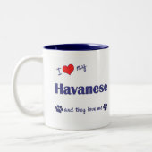 Ik hou van mijn Havanees (meerdere honden) Tweekleurige Koffiemok (Links)