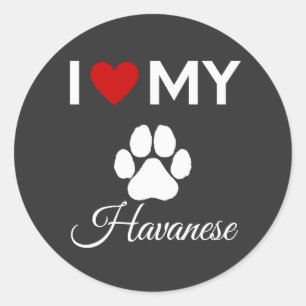 Ik hou van mijn Havanese hond aangepaste tekst Ronde Sticker