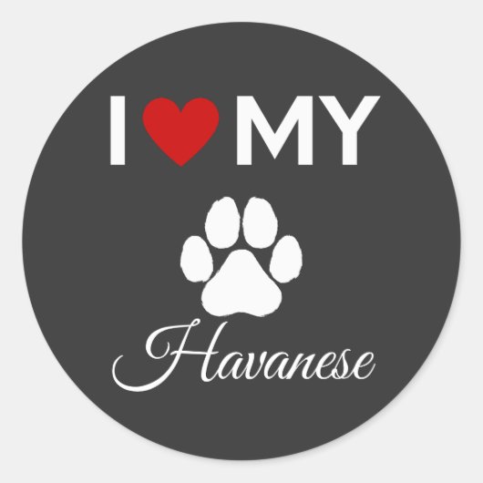 Ik hou van mijn Havanese hond aangepaste tekst Ronde Sticker (Voorkant)