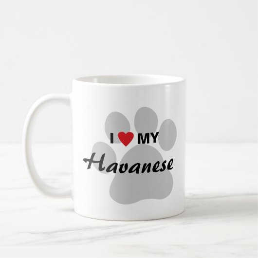 Ik hou van mijn Havanse Pawprint Koffiemok (Links)