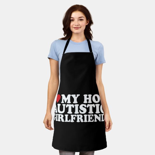Ik hou van mijn heet autistisch Vriendin GF autism Schort (Gedragen)