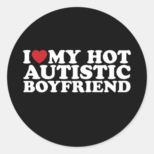 Ik hou van mijn hete autistische vriendje BF autis Ronde Sticker (Voorkant)