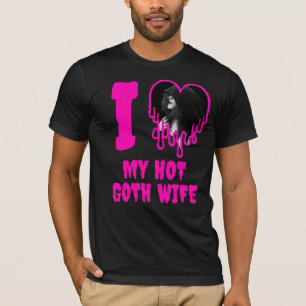 Ik hou van mijn hete Gothic vrouw grunge roze hart T-shirt