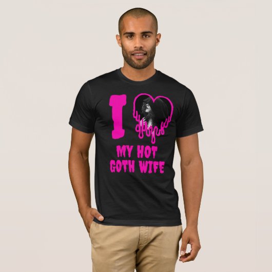 Ik hou van mijn hete Gothic vrouw grunge roze hart T-shirt (Voorkant volledig)