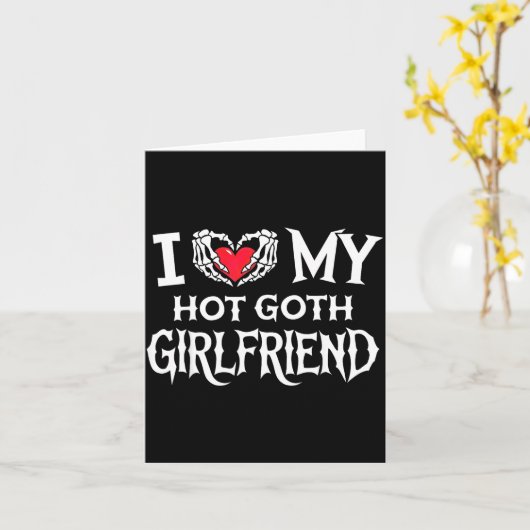 Ik hou van mijn hete gothische vriendin skelet han kaart (Gele Bloem)
