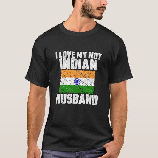 Ik hou van mijn hete Indiase man Jubileum bruiloft T-shirt (Voorkant)