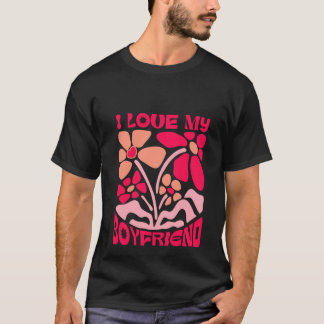 Ik hou van mijn hete vriend bloemig ik hart mijn v t-shirt
