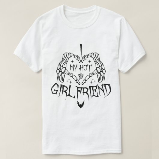 Ik hou van mijn hete vriendin Halloween skelet gra T-shirt (Design voorkant)