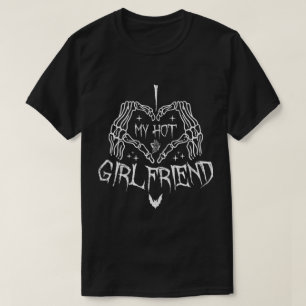 Ik hou van mijn hete vriendin Halloween skelet gra T-shirt