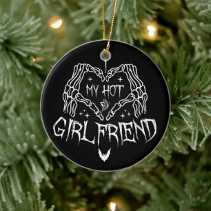Ik hou van mijn hete Vriendin Halloween Skeleton F Keramisch Ornament