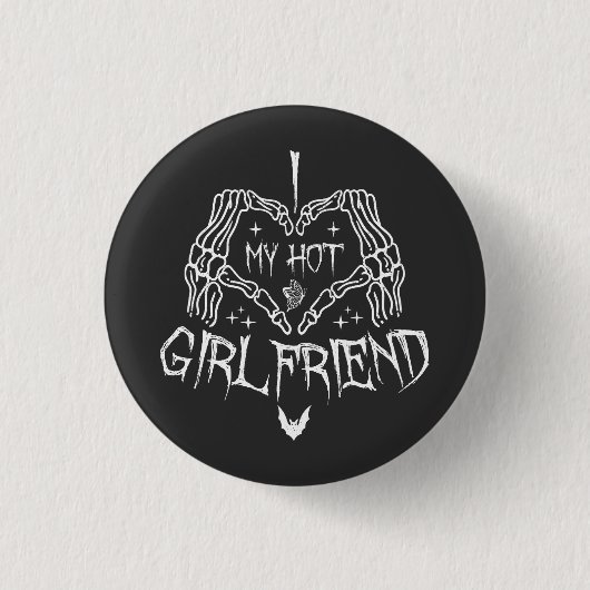 Ik hou van mijn hete Vriendin Halloween Skeleton F Ronde Button 3,2 Cm (Voorkant)
