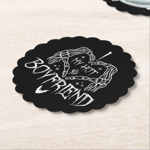 Ik hou van mijn hete vriendje Halloween Skeleton F Kartonnen Onderzetters