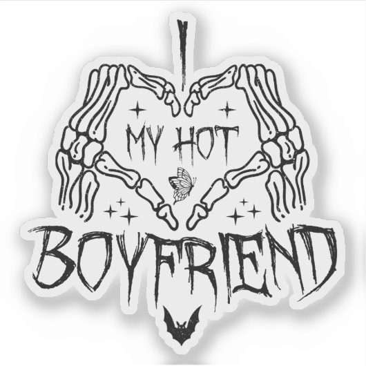 Ik hou van mijn hete vriendje Halloween Skeleton F Sticker (Voorkant)