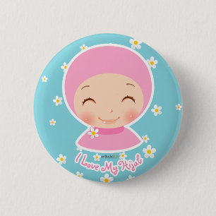 Ik hou van mijn Hijab Pin Ronde Button 5,7 Cm