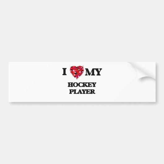 Ik hou van mijn Hockey Player Bumpersticker (Voorkant)