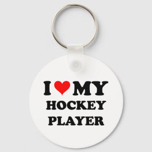 Ik hou van mijn hockeyspeler sleutelhanger