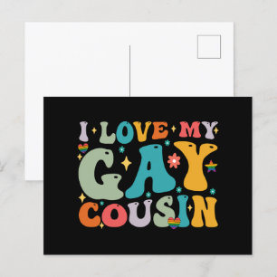Ik hou van mijn homo neef Groovy Regenboog LGBT tr Briefkaart
