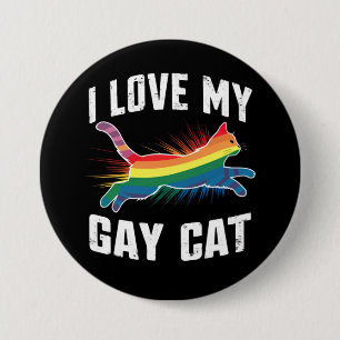 Ik hou van mijn homokat, leuk regenboog Pride LGBT Ronde Button 7,6 Cm