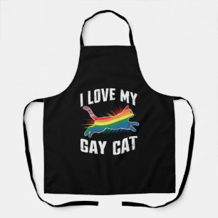 Ik hou van mijn homokat, leuk regenboog Pride LGBT Schort