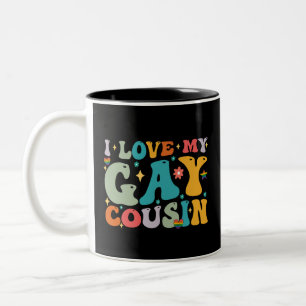 Ik hou van mijn homokous Groovy Regenboog LGBT Pri Tweekleurige Koffiemok