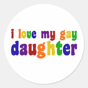 Ik hou van mijn homoseksuele dochter ronde sticker