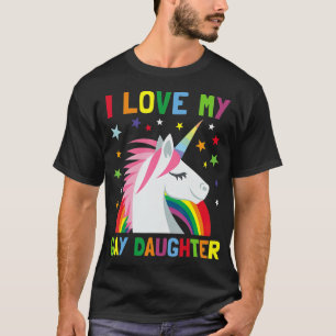 Ik hou van mijn homoseksuele dochter Unicorn Paren T-shirt