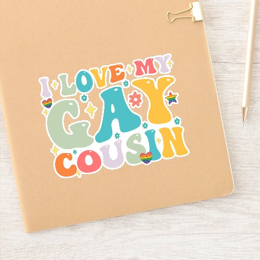 Ik hou van mijn homoseksuele neef Groovy Rainbow L Sticker (Notitieboek)