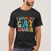 Ik hou van mijn homoseksuele neef Groovy Rainbow L T-shirt (Voorkant)