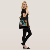 Ik hou van mijn homoseksuele neef Groovy Rainbow L Tote Bag (Op model)