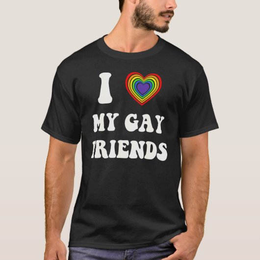 Ik hou van mijn homoseksuele vriend LGBTQ Rainow G T-shirt (Voorkant)