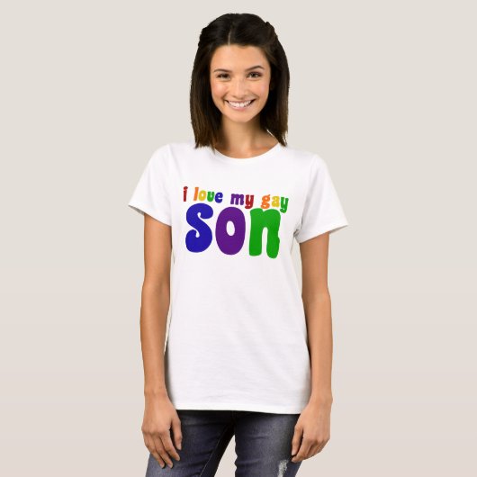 Ik hou van mijn homoseksuele zoon LGBTQ mama T-shirt (Voorkant volledig)