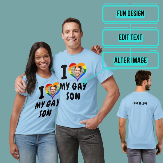 Ik hou van mijn homoseksuele zoon t-shirt