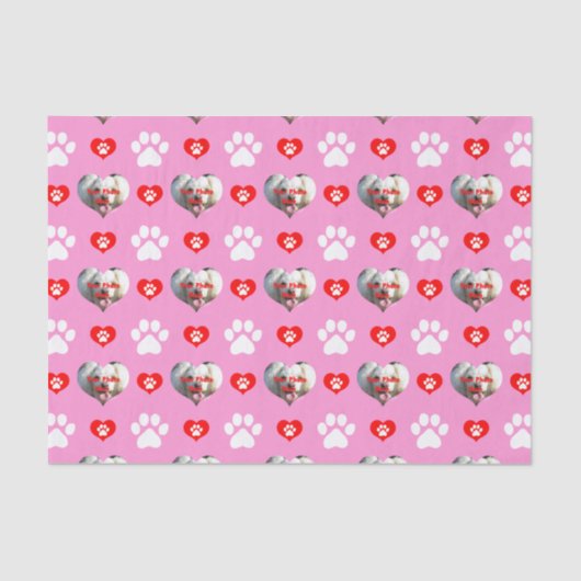 Ik hou van mijn hond Aangepast Fotopatroon Roze Tissuepapier (Voorkant)