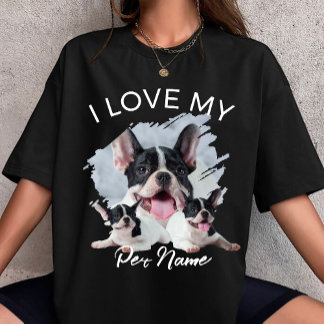 Ik Hou Van Mijn Hond Aangepaste Foto Huisdier Kat  T-shirt