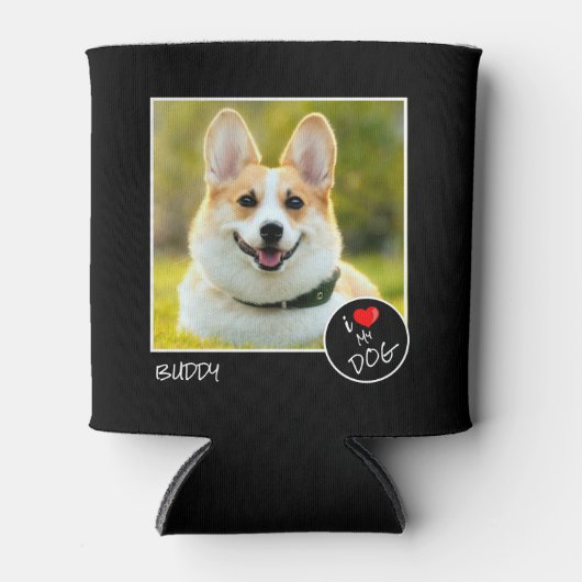 Ik hou van mijn hond, aangepaste foto - Pet Lovers Blikjeskoeler (Voorkant)