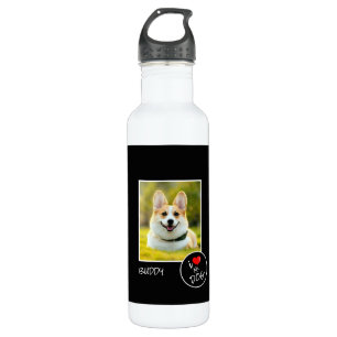 Ik hou van mijn hond, aangepaste foto - Pet Lovers Waterfles