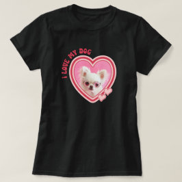 Ik hou van mijn hond aangepaste foto zwart t-shirt