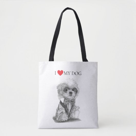 Ik hou van mijn hond Bichon frisé Tote Bag (Voorkant)
