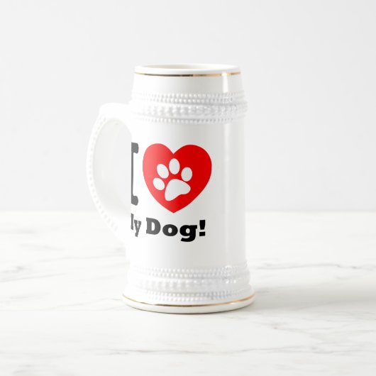 Ik hou van mijn hond bierpul (Voorkant links)