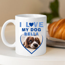 Ik hou van mijn hond Blauw Hart Foto Hond Naam Koffiemok
